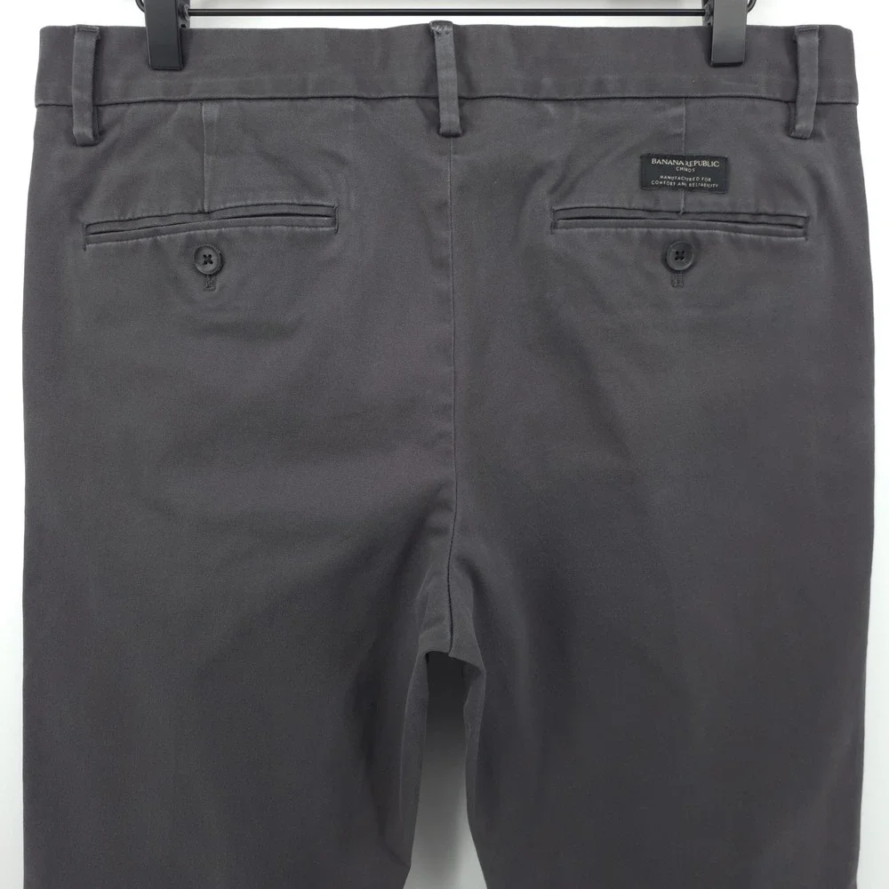 Banana Republic Mens Aiden Chino 32x30 Charcoal‎ Gray Slim Fit Stretch Pants